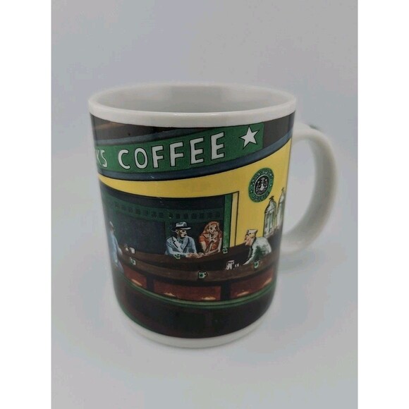 Vintage Starbucks Coffee Mug Edward Hopper 'Nighthawks' "Retro Diner" - Picture 1 of 13